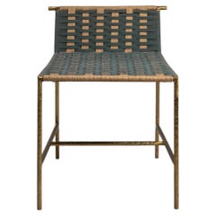 Twist & Knot Green Stool in Rope with Brass Legs, Viya by Vikram Goyal