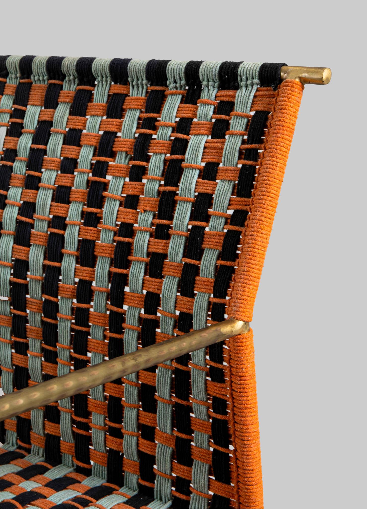 Silla Twist & Knot Multicolor de Cuerda con Patas de Latón, Viya by Vikram Goyal en Nuevo estado para la venta en Noida, DL