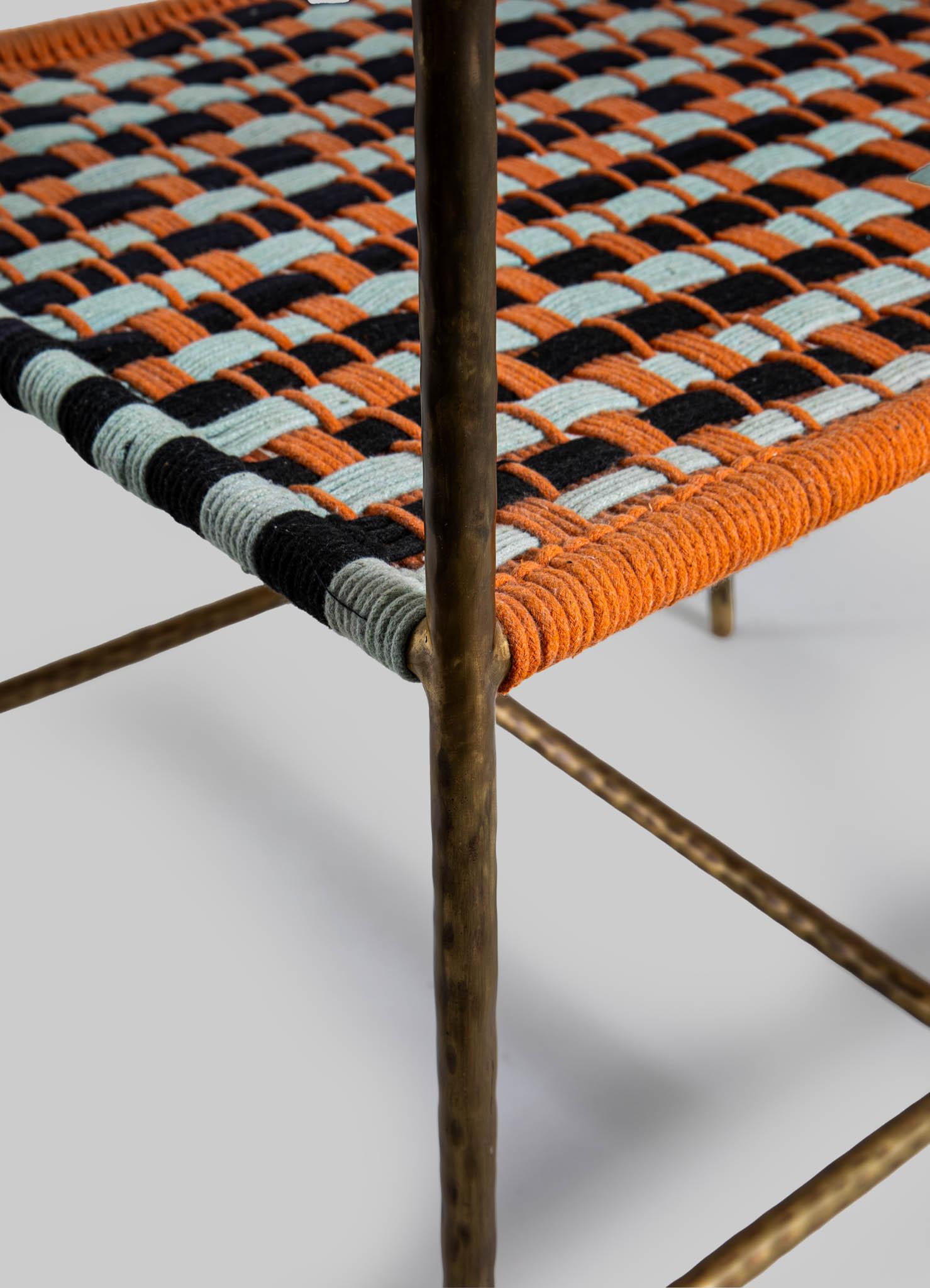 Silla Twist & Knot Multicolor de Cuerda con Patas de Latón, Viya by Vikram Goyal Siglo XXI y contemporáneo en venta