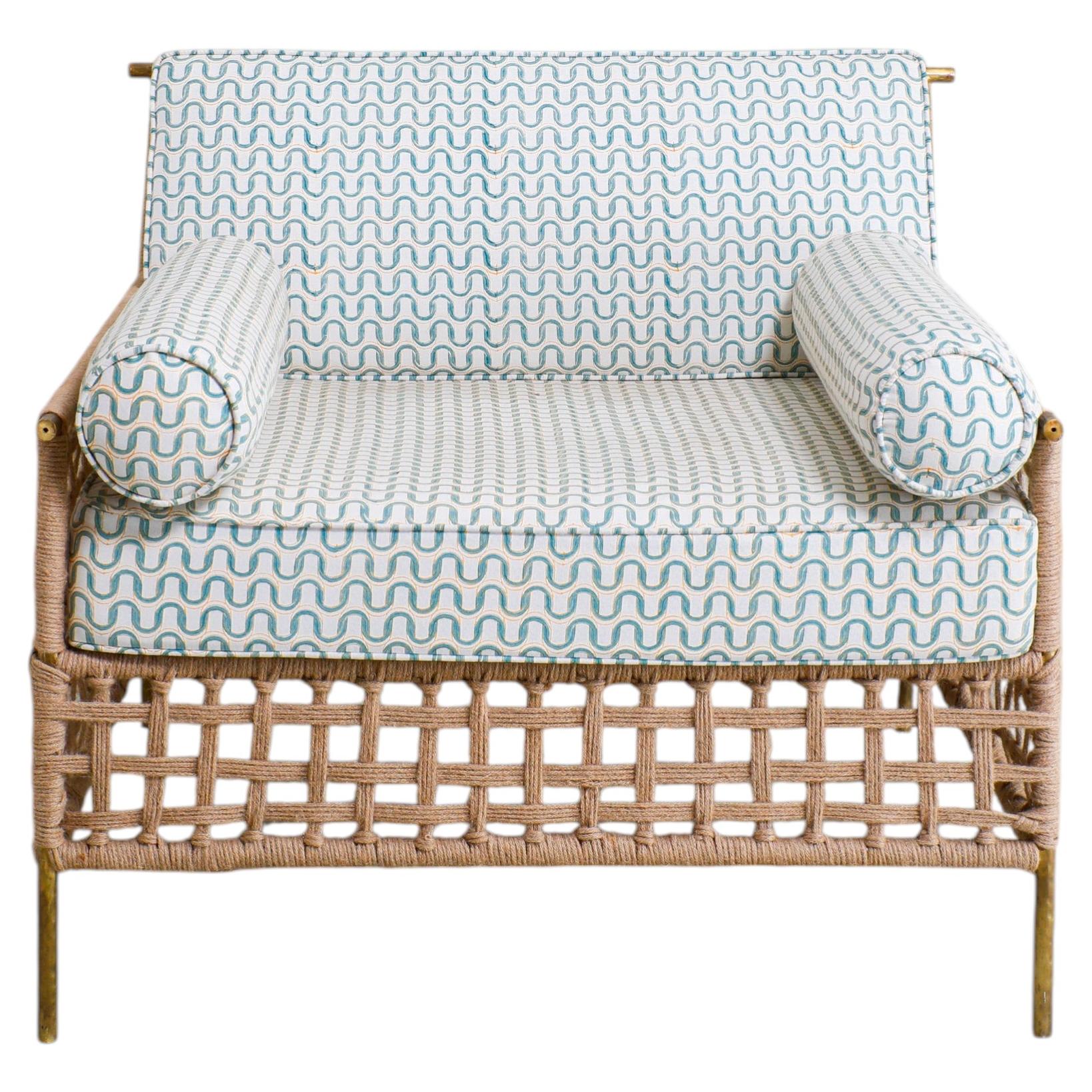 Handmade Rope Armchair with Brass, Twist & Knot Natural, Viya by Vikram Goyal