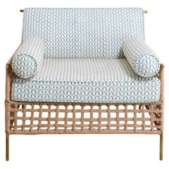 Twist & Knot Natural Armchair in Rope with Brass Legs, Viya by Vikram Goyal