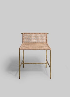 Taburete Twist & Knot Pequeño de cuerda con patas de latón, Viya by Vikram Goyal