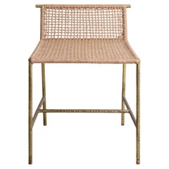 Tabouret Twist & Knot Small en corde avec pieds en laiton, Viya by Vikram Goyal