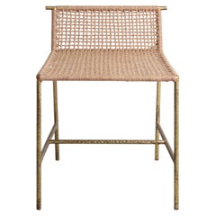 Twist & Knot Stool Small in Rope with Brass Legs, Viya by Vikram Goyal