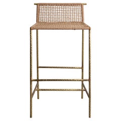 Tabouret Twist & Knot Tall en corde avec pieds en laiton, Viya by Vikram Goyal
