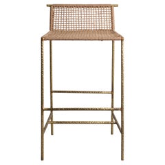 Twist & Knot Stool Tall in Rope with Brass Legs, Viya by Vikram Goyal