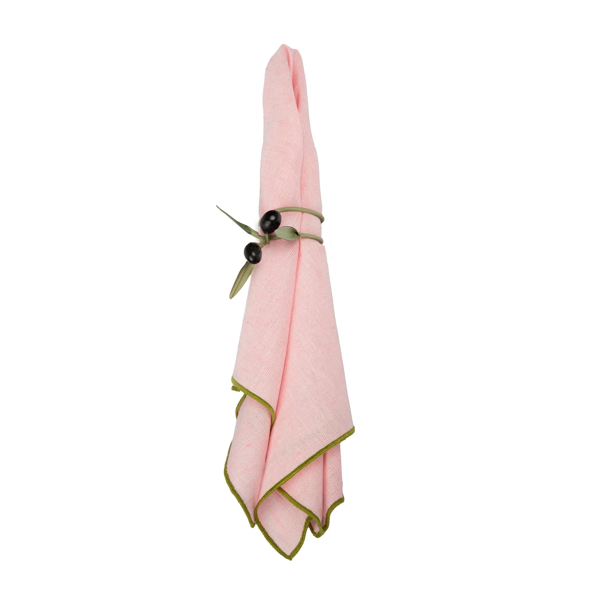 French Provincial Twist of Provence: Olive Branch Napkin Rings, set of 6 For Sale