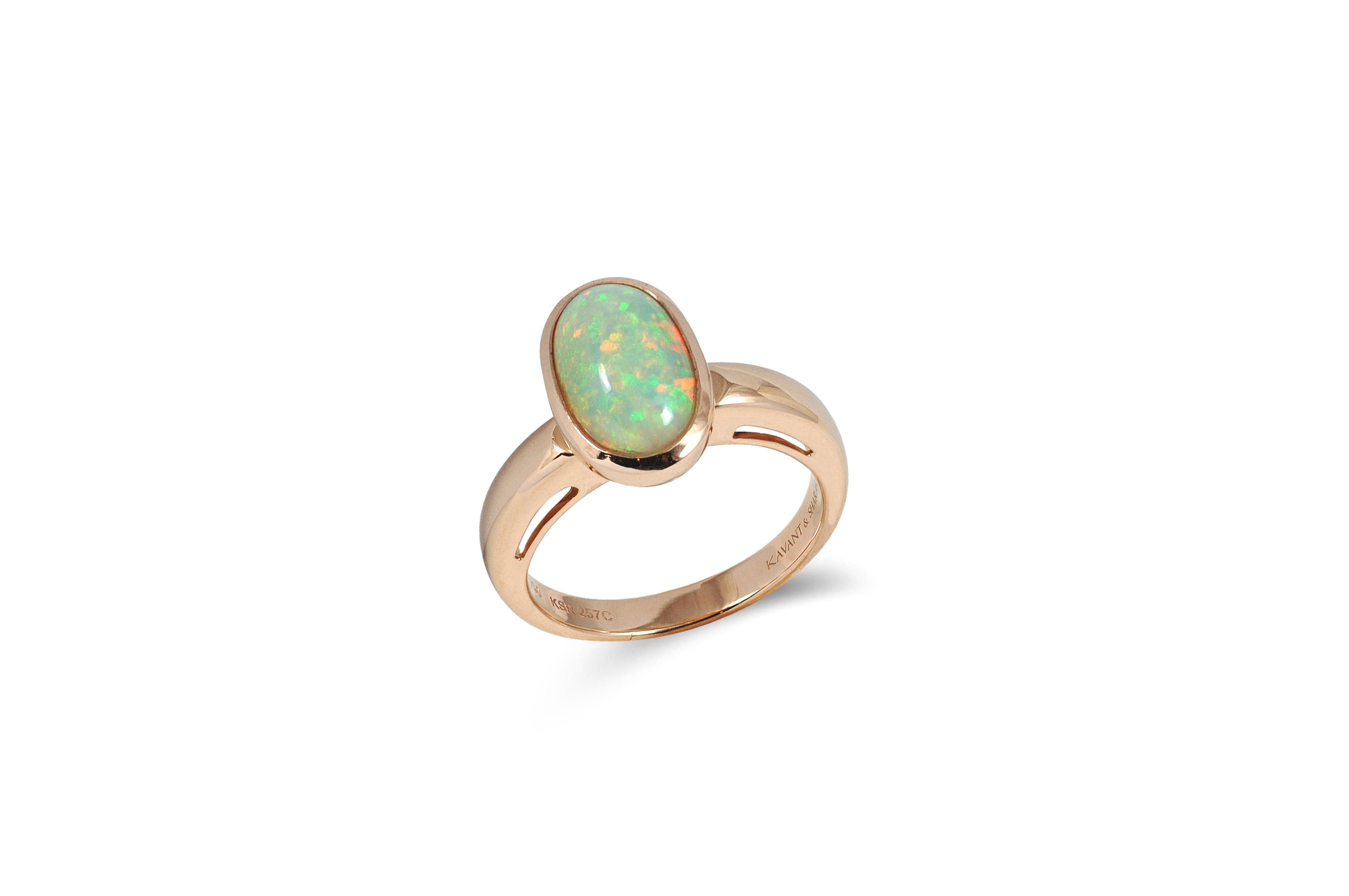 Cabochon Twist Opal Ring in 18K Gold Settings For Sale
