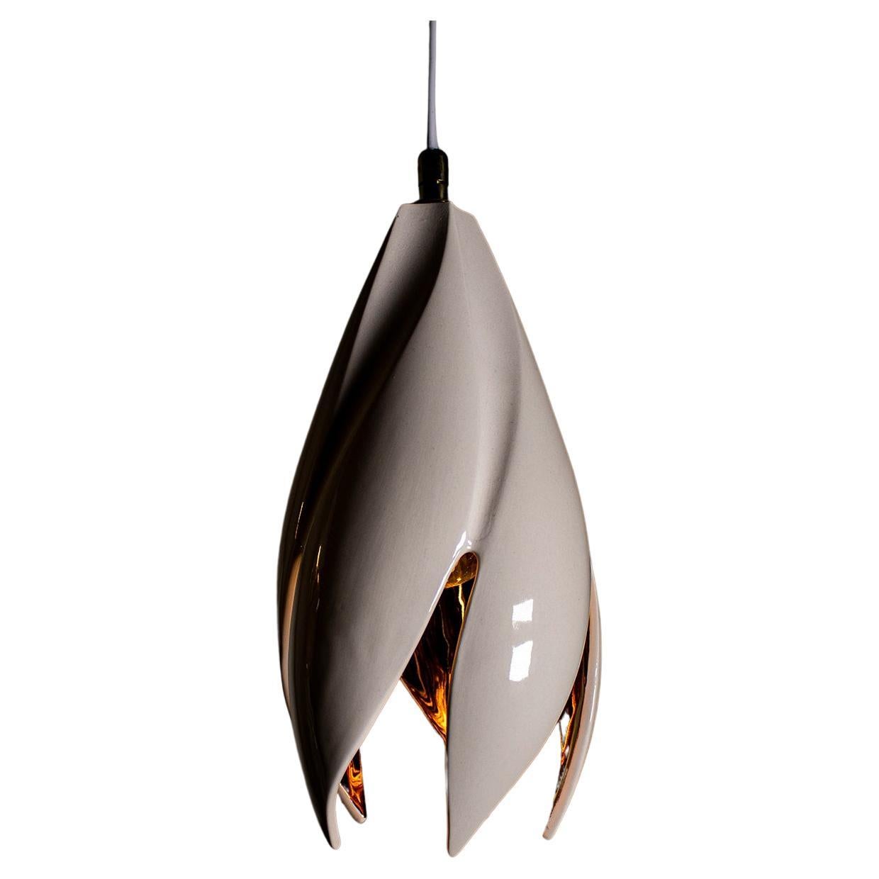 Twist Pendant, Gloss White/Copper Lustre, Medium For Sale