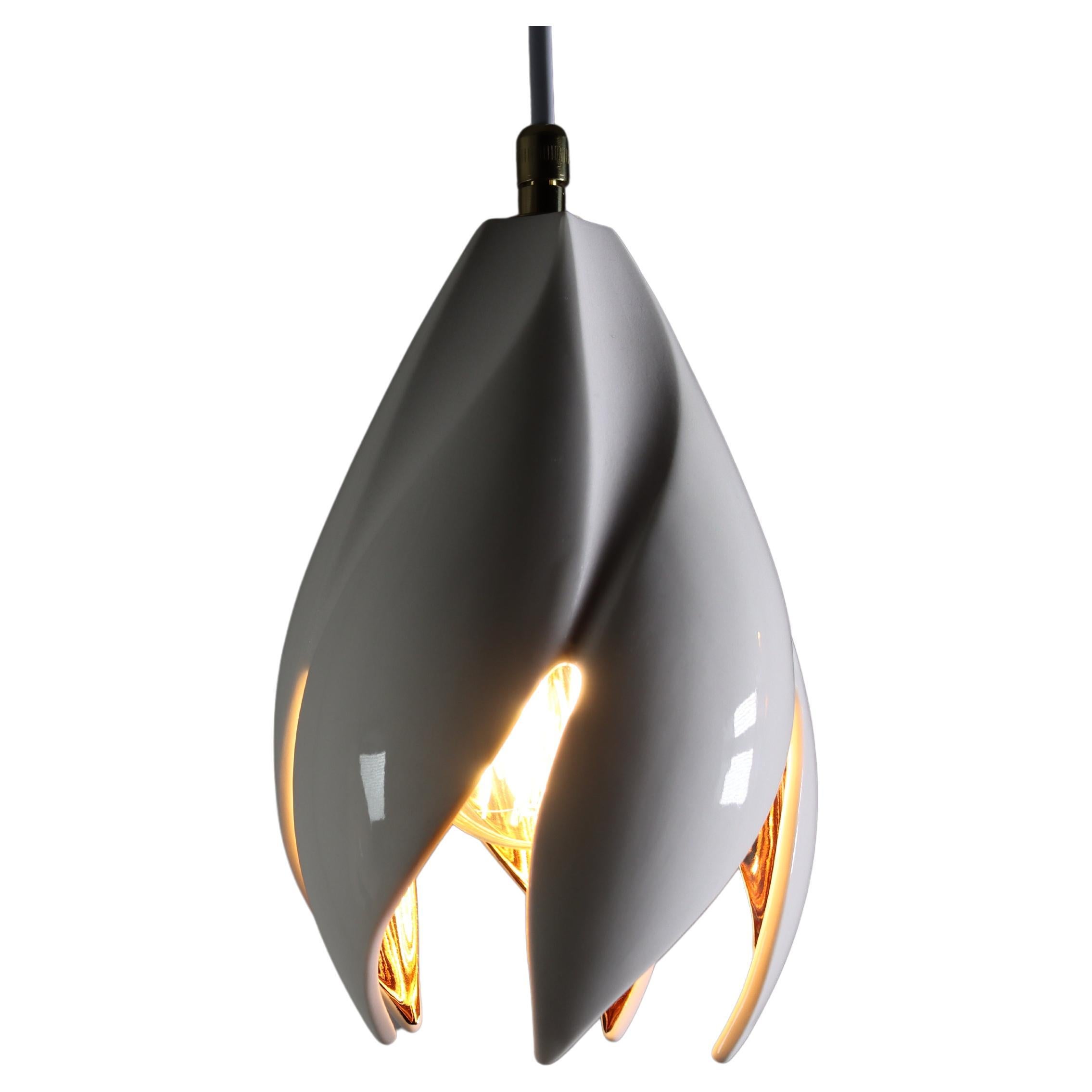Lampe à suspension torsadée blanc éclatant/ cuivre lustré - SMALL