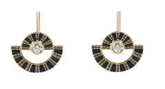 Twist Reflection Diamond and Black Sapphire Earrings in 18K Gold