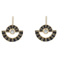 Twist Reflection Diamond and Black Sapphire Earrings in 18K Gold