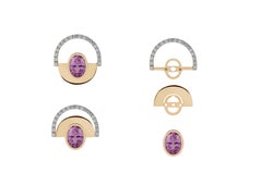 Boucles d'oreilles Twist Reflection en or 18 carats, diamant et saphir rose