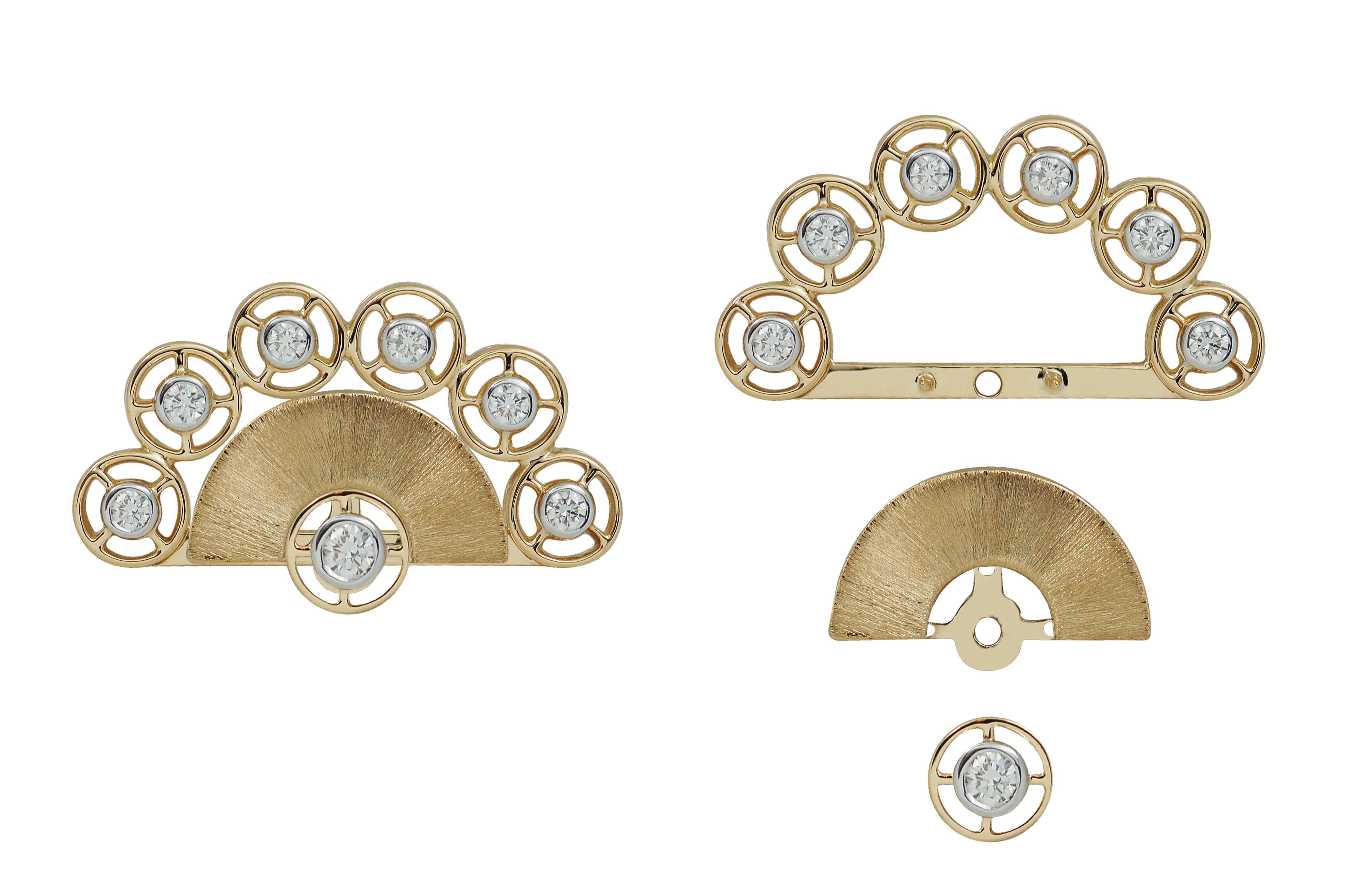 Women's Twist Reflection Diamond Petite Double Jacket Earrings in 18K Gold For Sale