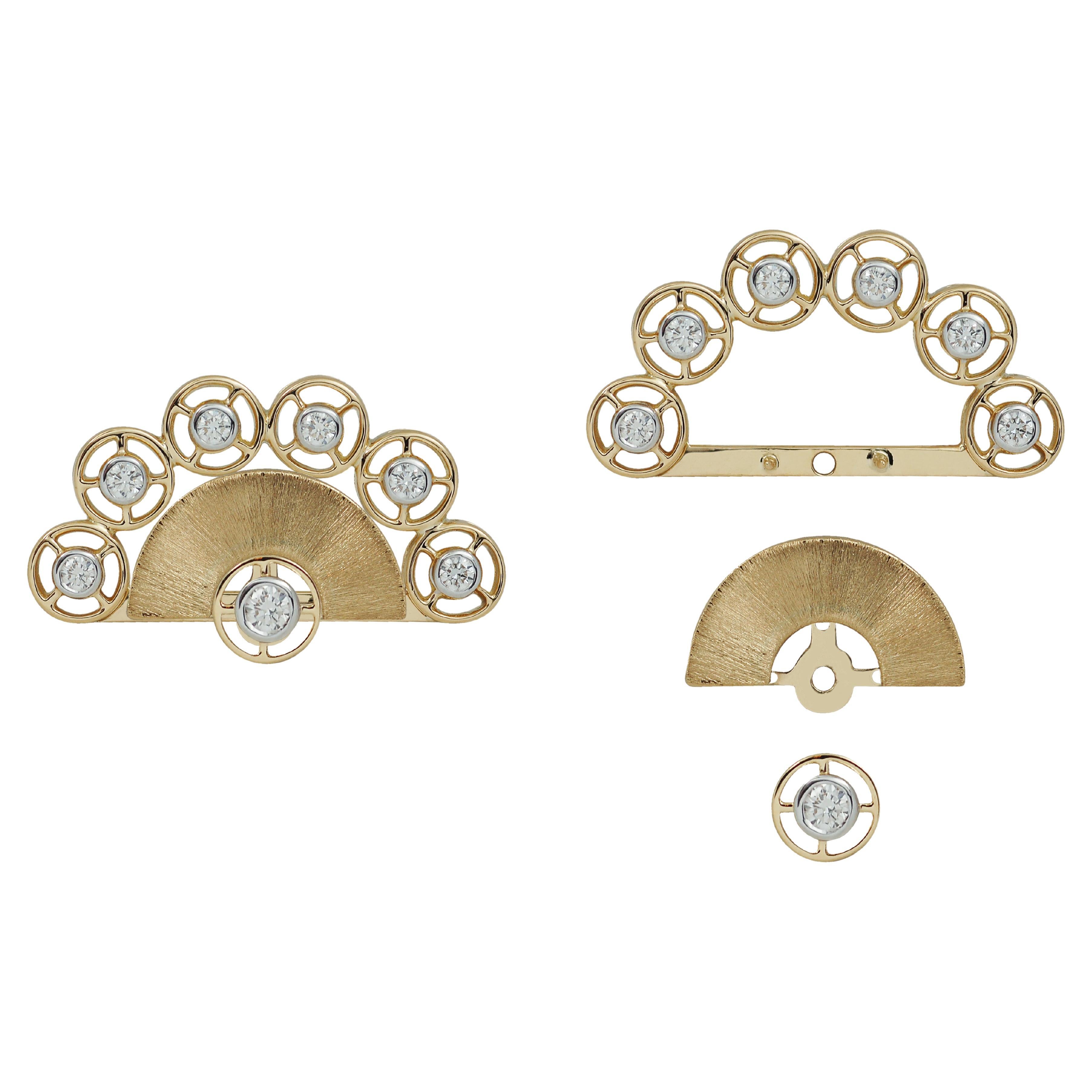 Twist Reflection Diamond Petite Double Jacket Earrings in 18K Gold