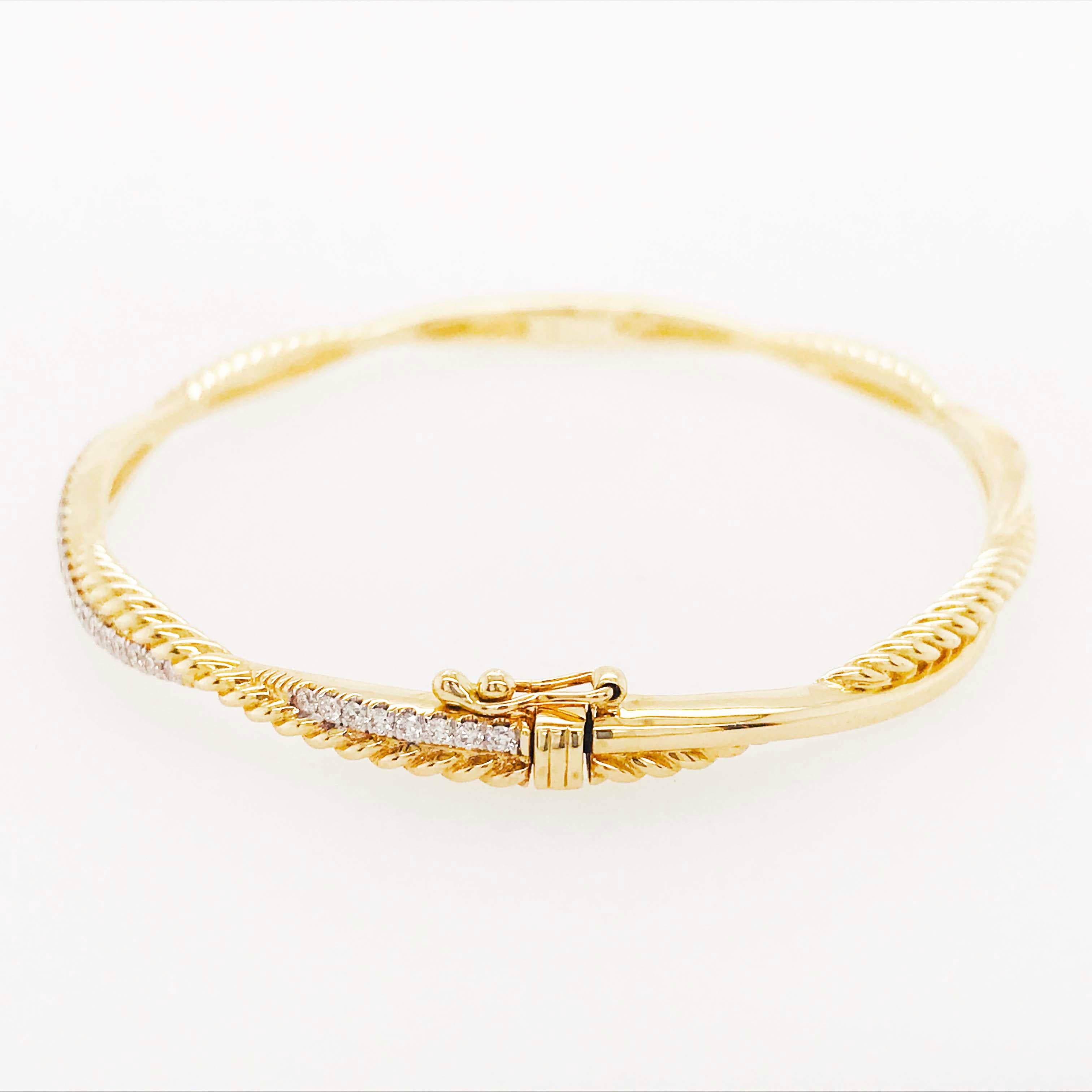 Bracelet à charnière Twist Rope Diamond 14K or bicolore 6