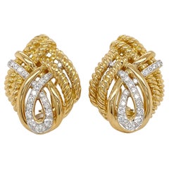 Twist Rope Earrings with Diamond Accents
