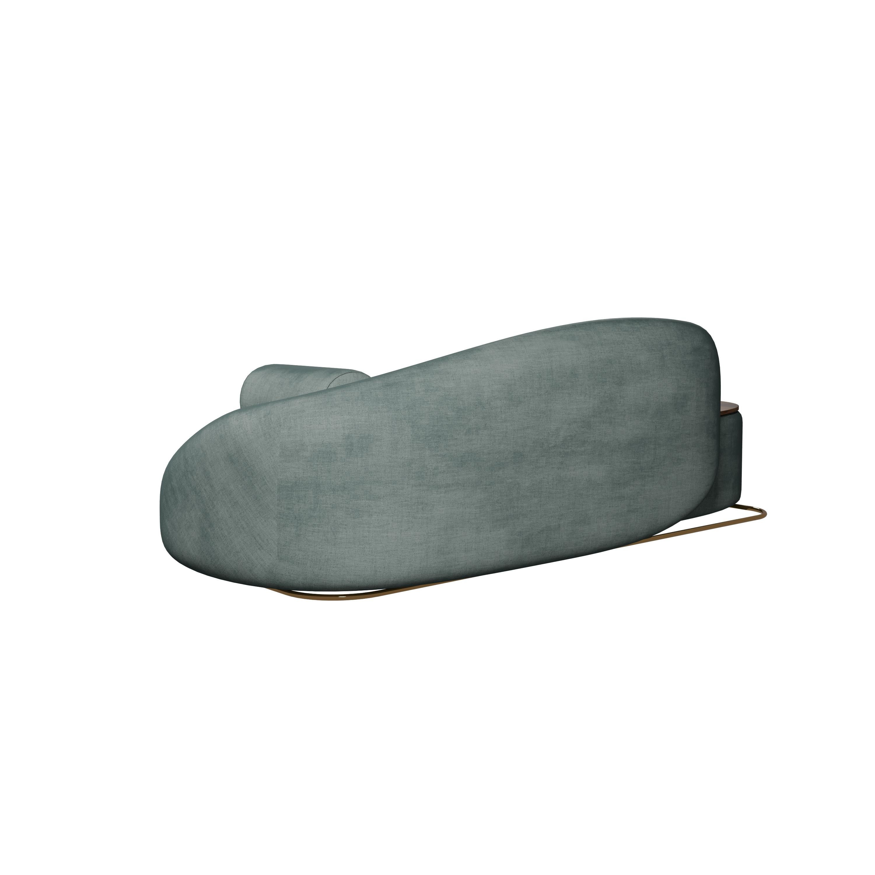 Modern Twist sofa in Easy Clean - Teal  handcrafted by Murmurio For Sale