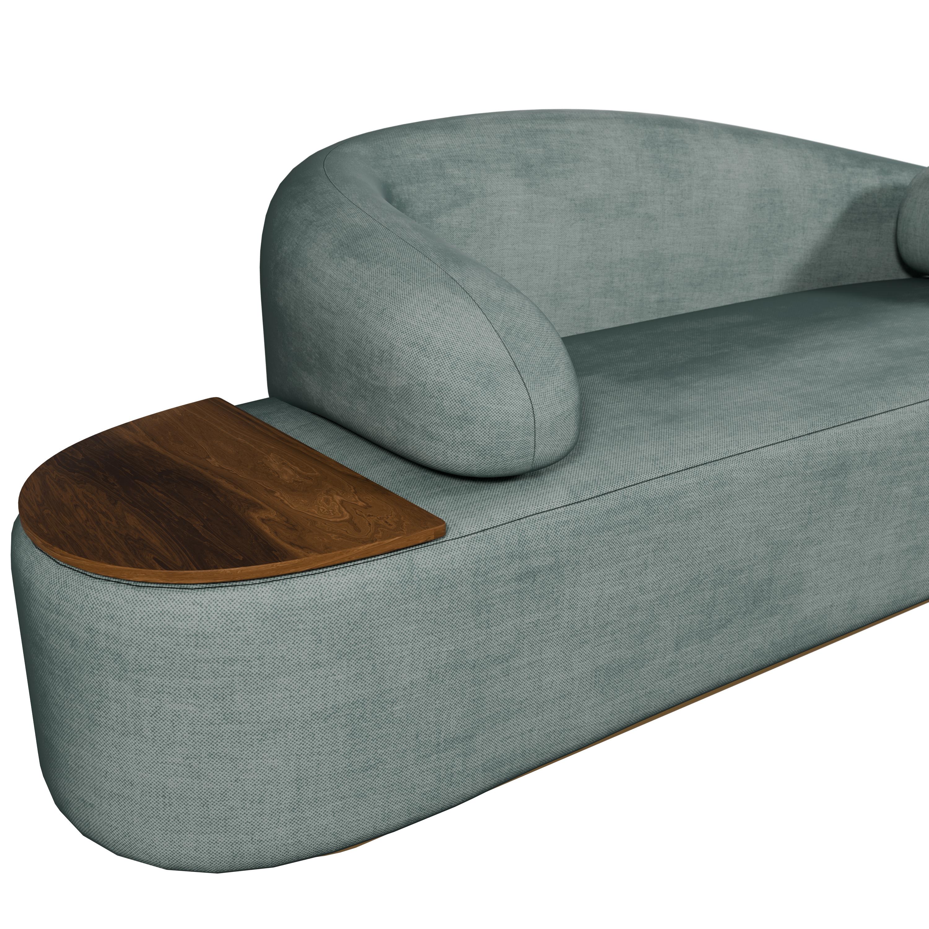 Portuguese Twist sofa in Easy Clean - Teal  handcrafted by Murmurio For Sale