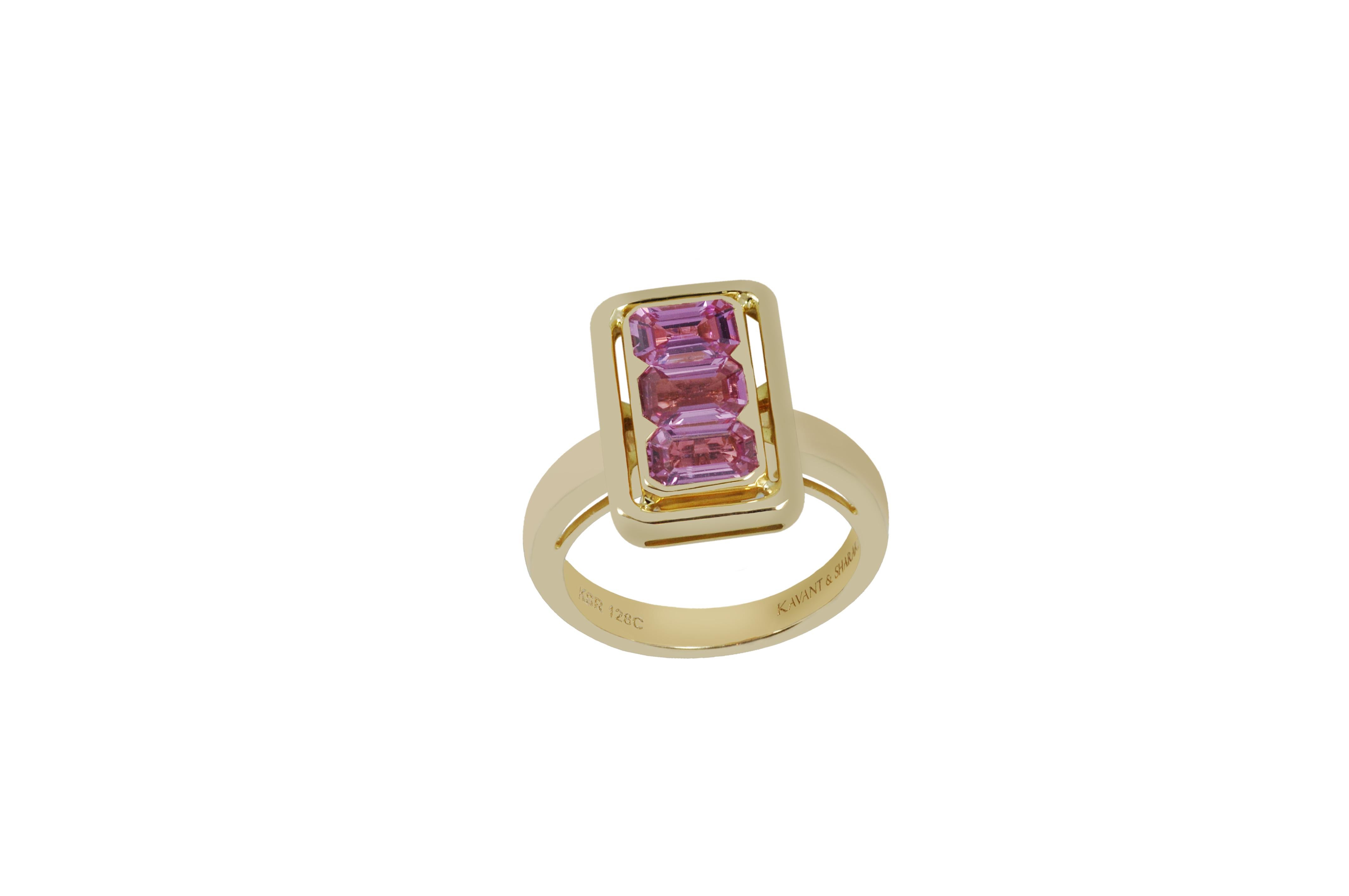 Pink Sapphire 1.98 carats Twist Ring in 18K Gold Settings

Width:  1.6 cm 
Length: 1.0 cm

Inspired by the spirit of 