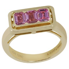 Anillo Trilogía Twist de Zafiro Rosa en Engaste de Oro de 18K