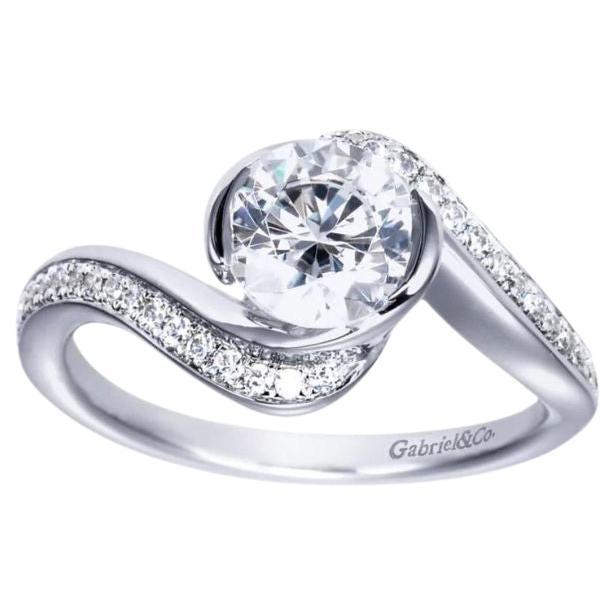 Twist White Gold Diamond Engagement Mounting For Sale