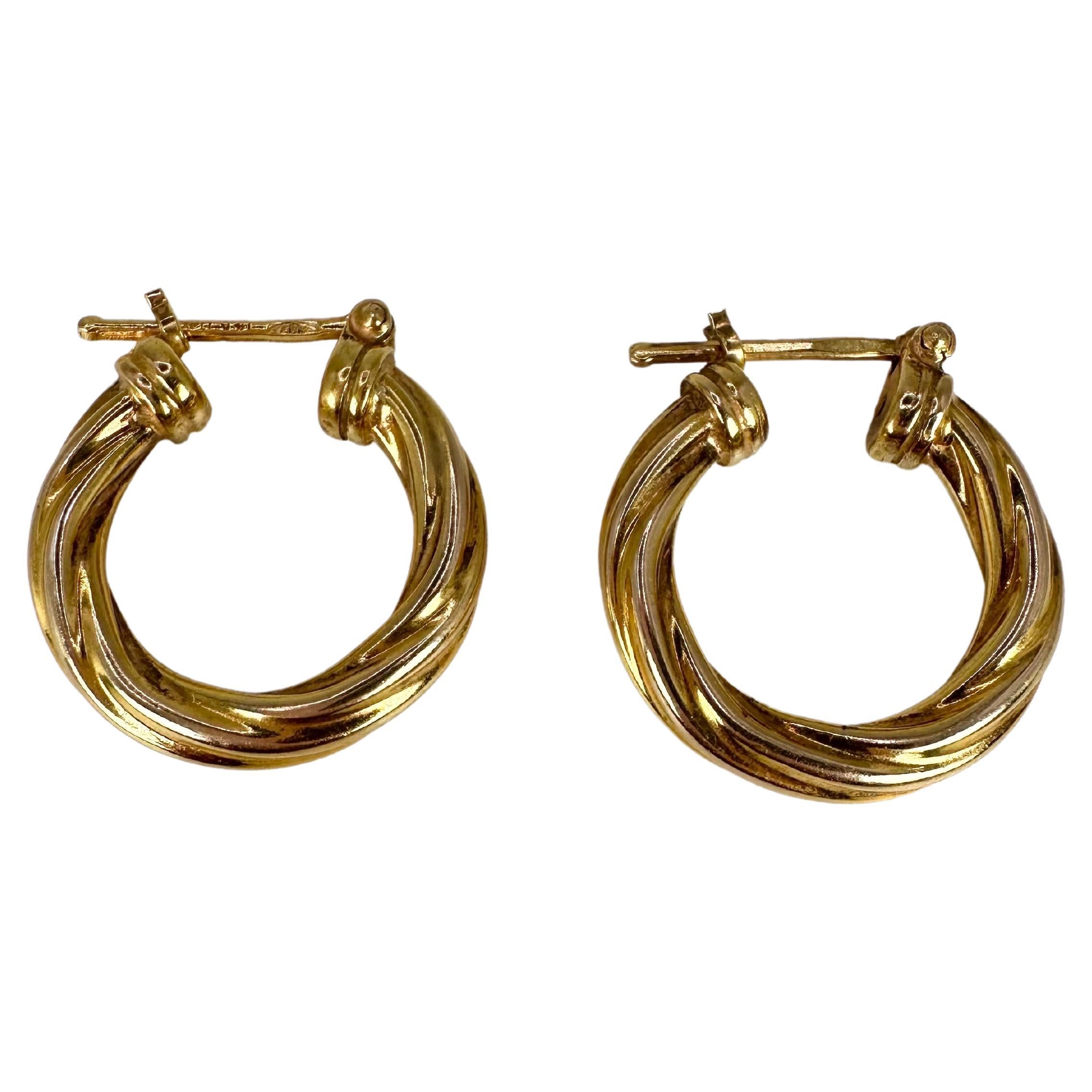 14k White Gold Fancy Twist Hoop Earrings main image 0