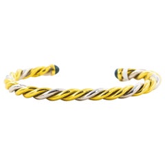 Twisted 18 Karat Gold Cuff Bracelet with Cabochon Sapphires 1.20 Carat