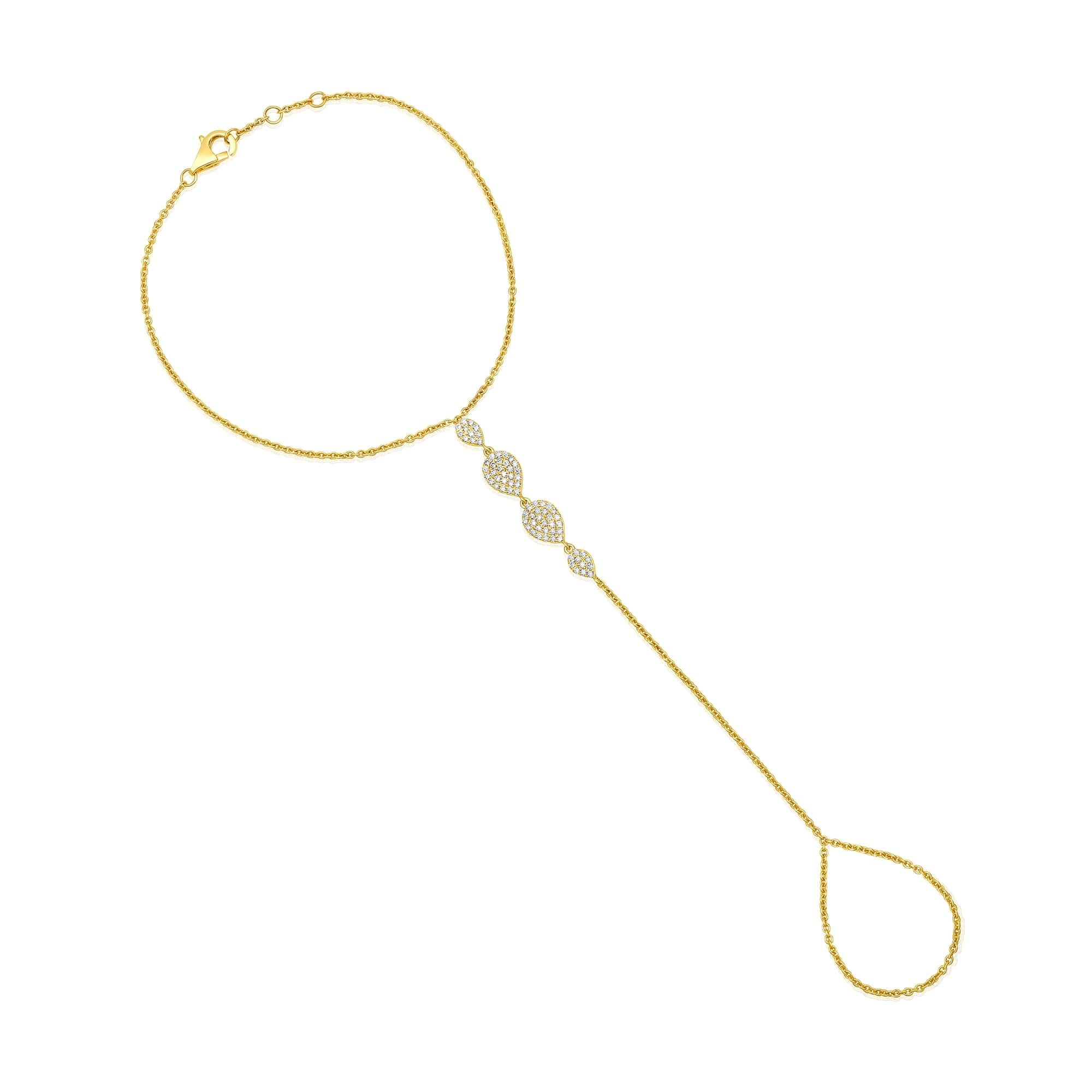 Moderno Bracciale a mano in oro giallo 14K con 76 diamanti intrecciati in vendita