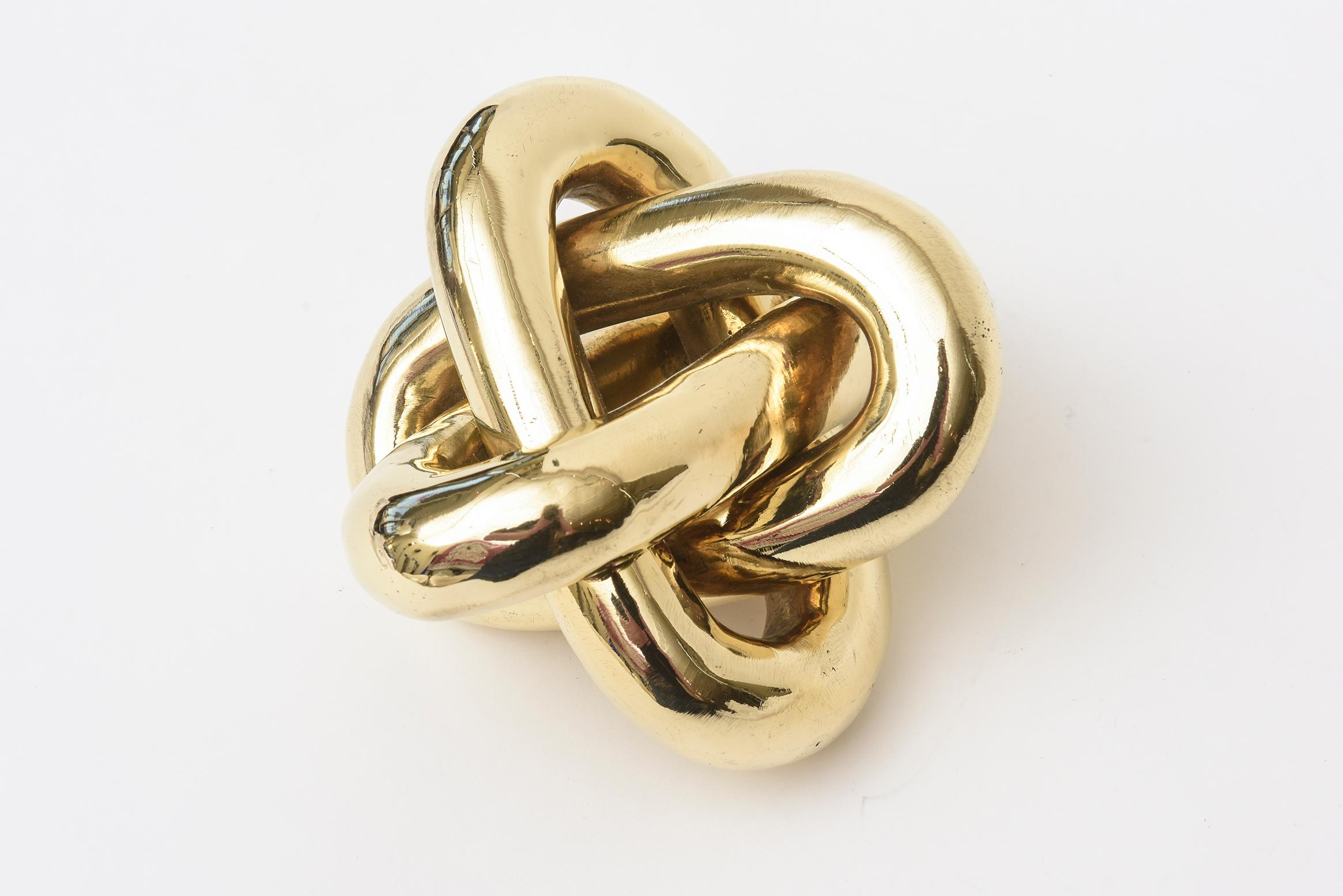 Modern Intertwined Twisted Brass Sculpture Vintage