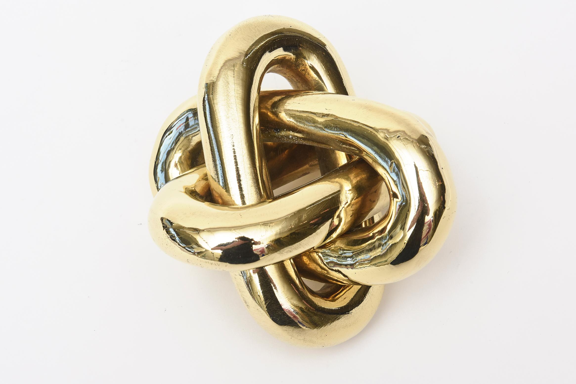 Intertwined Twisted Brass Sculpture Vintage In Good Condition In North Miami, FL