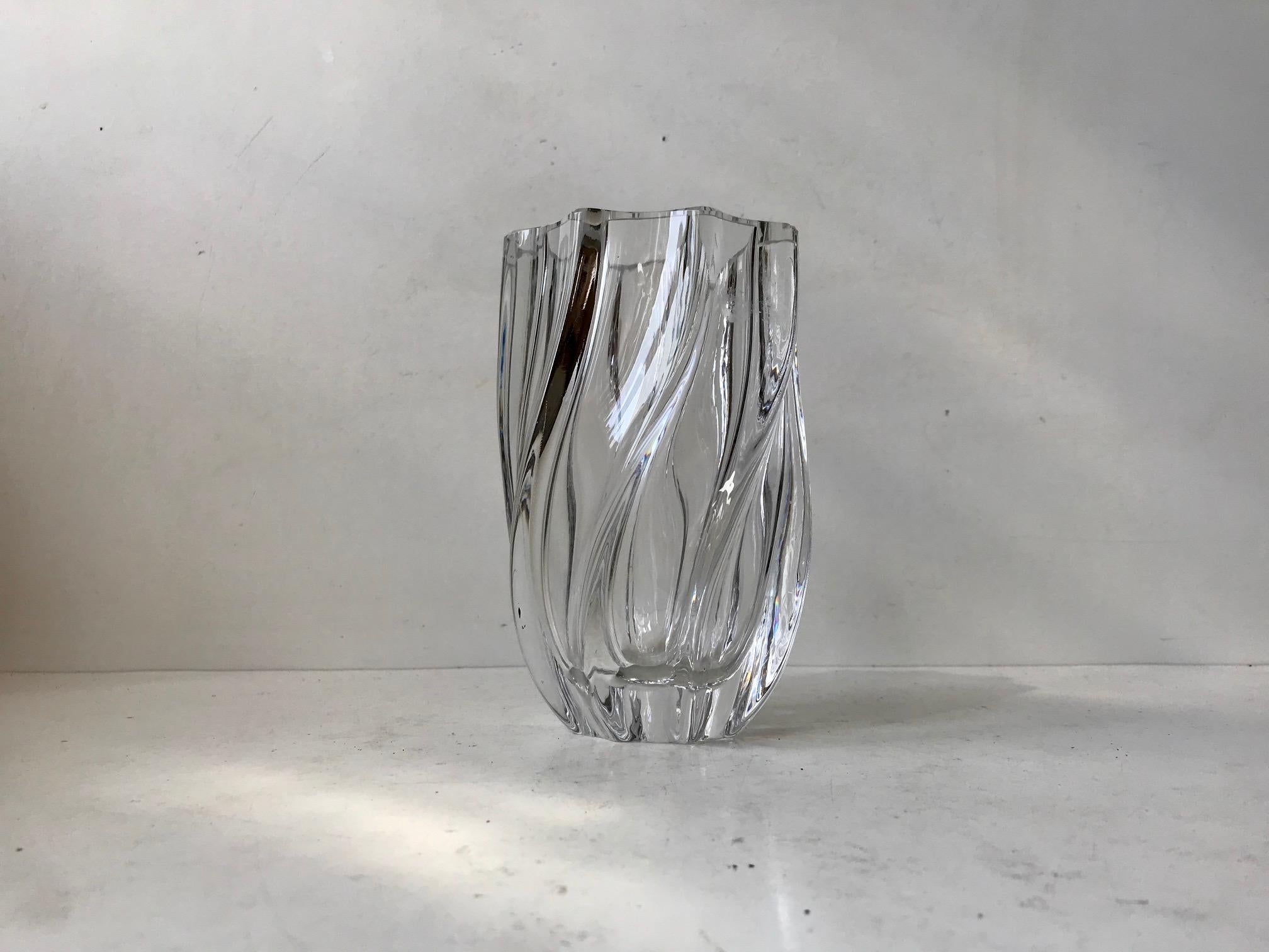 Late 20th Century Twisted Art Glass Vase by Anna Ehrner for Kosta Boda, 1980s For Sale