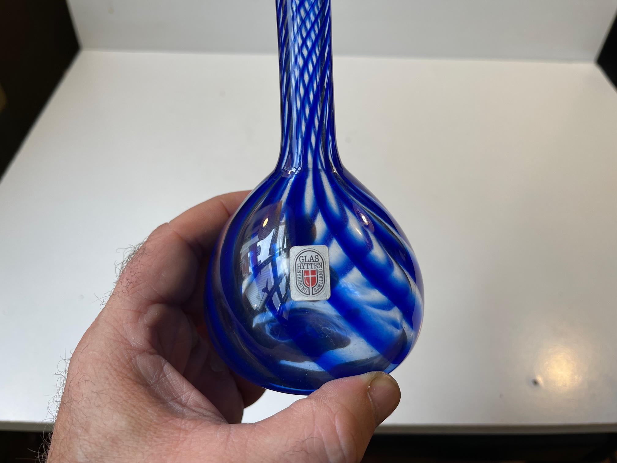 Twisted Blue Art Glass Vase by Martin B. Møller for Glashytten In Good Condition For Sale In Esbjerg, DK