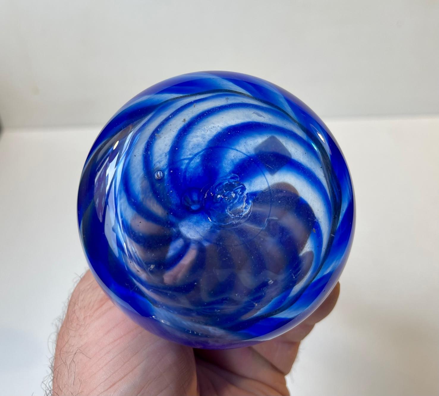 Contemporary Twisted Blue Art Glass Vase by Martin B. Møller for Glashytten For Sale