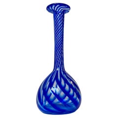 Twisted Blue Art Glass Vase by Martin B. Møller for Glashytten