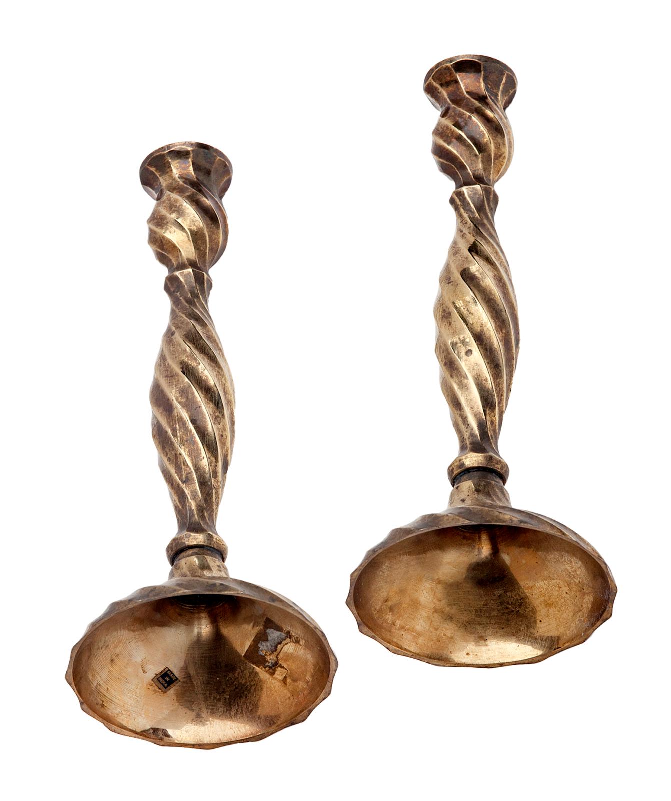 Mid-Century Modern Twisted Candlesticks a pair For Sale