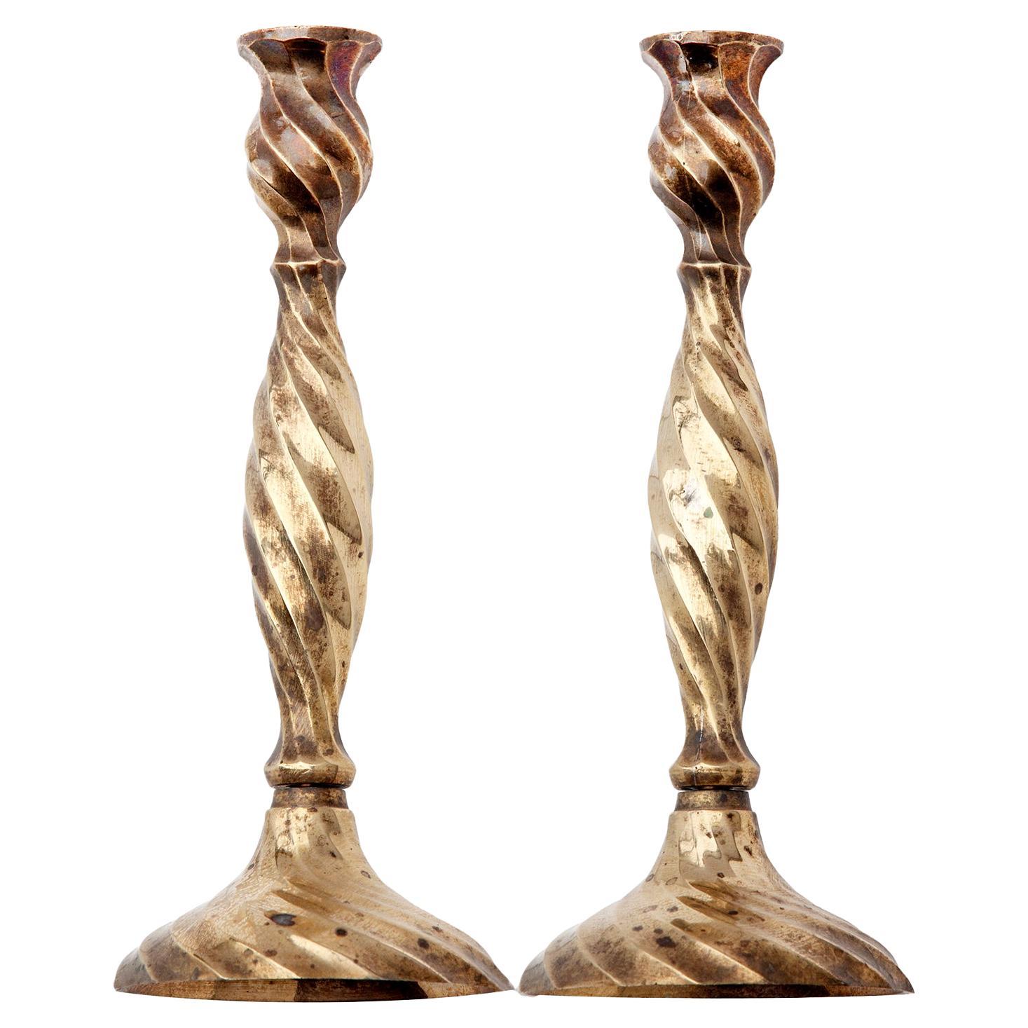 Twisted Candlesticks a pair For Sale