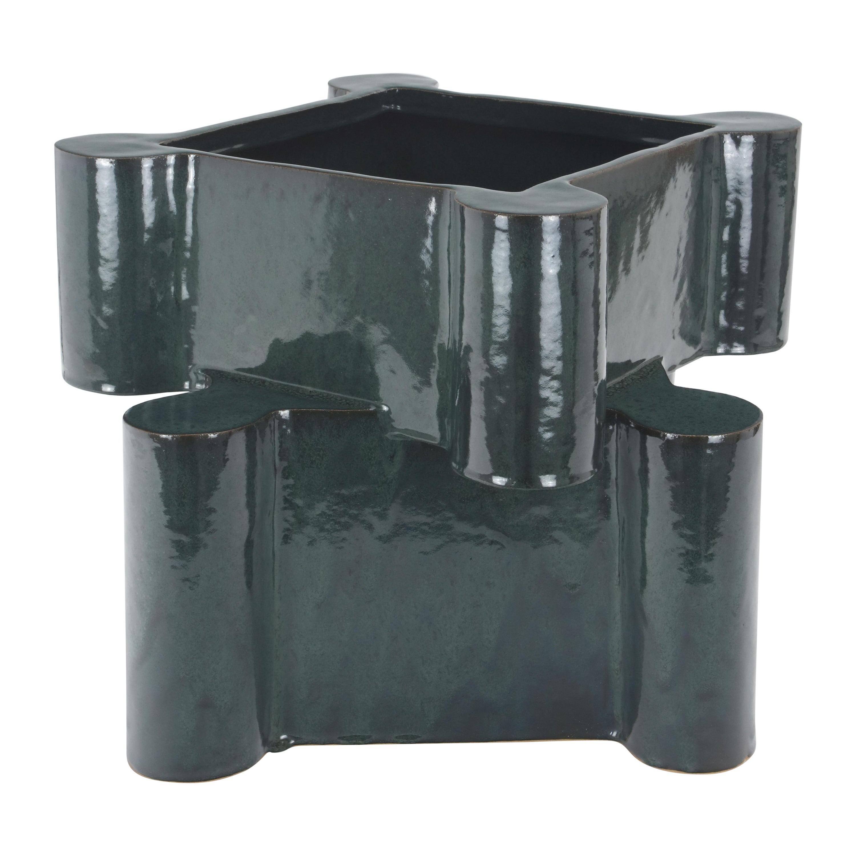 Twisted Castle Ceramic Planter in Pam's Green by BZIPPY For Sale