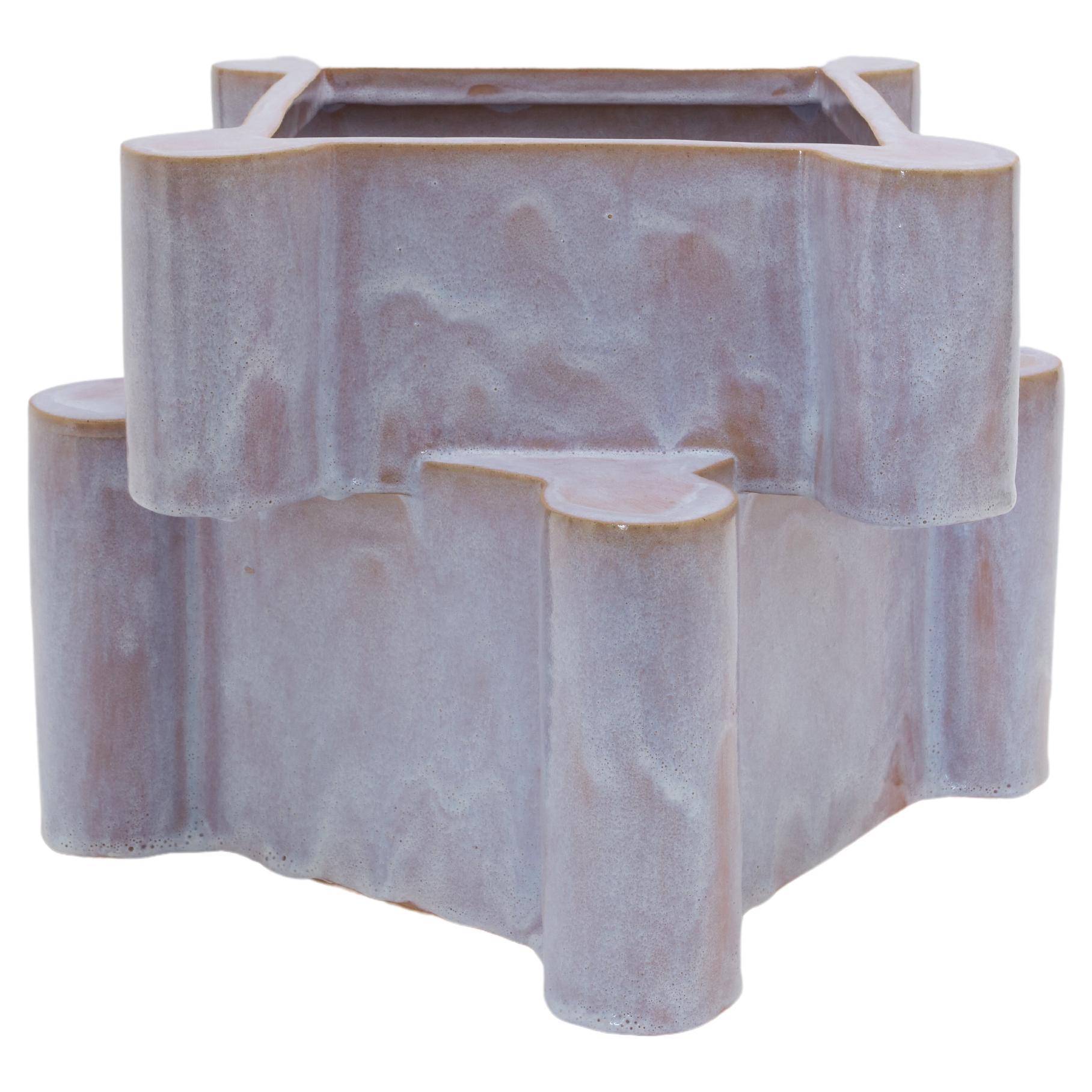 Twisted Castle Ceramic Planter in Pink Ice by BZIPPY For Sale at 1stDibs