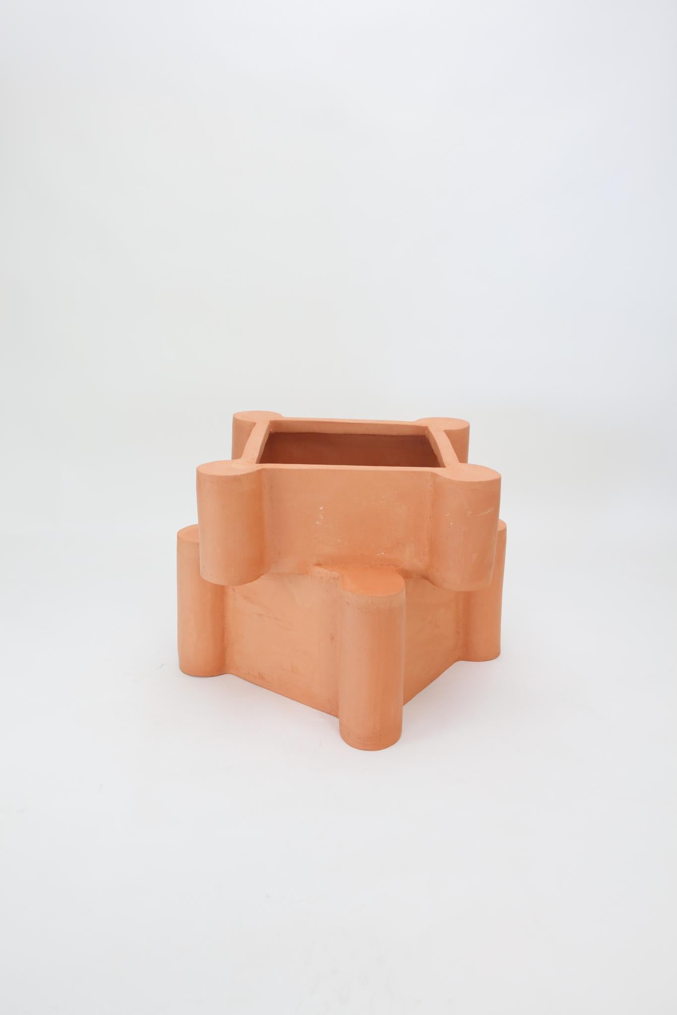Twisted Castle Ceramic Planter in Raw Terracotta. Made to order.
 
BZIPPY ceramic goods are one-of-a-kind stoneware / earthenware editions including furniture, planters and home accessories. 
 
Each piece is designed, hand-built, glazed, and fired