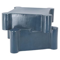 Twisted Castle Ceramic Side Table & Stool in Almost Teal by BZIPPY