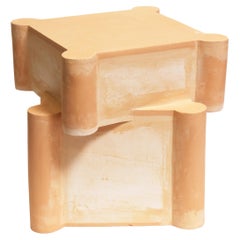 Twisted Castle Ceramic Side Table & Stool in Raw Terracotta by BZIPPY