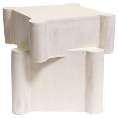 Twisted Castle Ceramic Side Table & Stool in Cream by BZIPPY