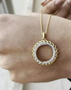 Twisted Circle Pendant Necklace Diamond Eternity in 14k Solid Gold