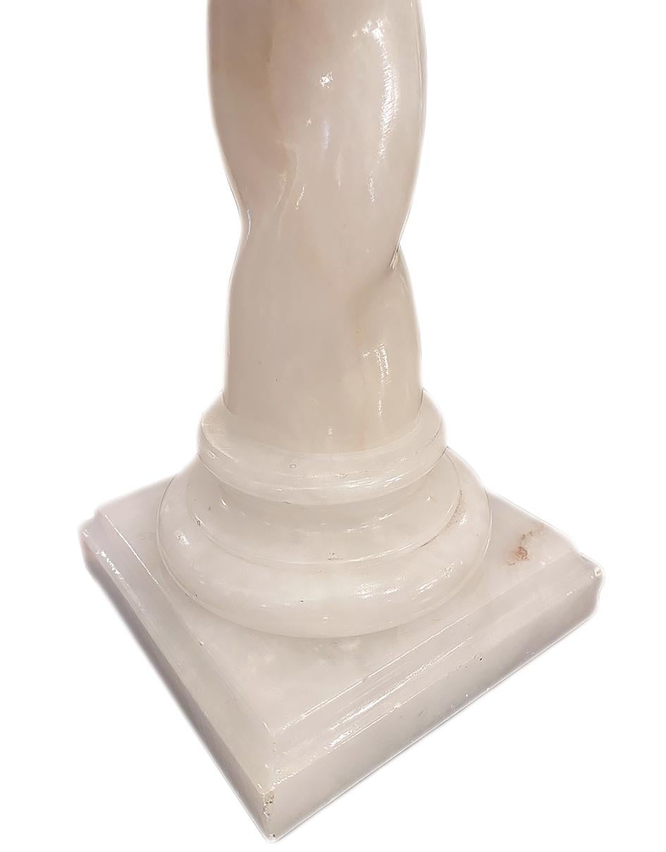 Italian Twisted Column Alabaster Lamp For Sale