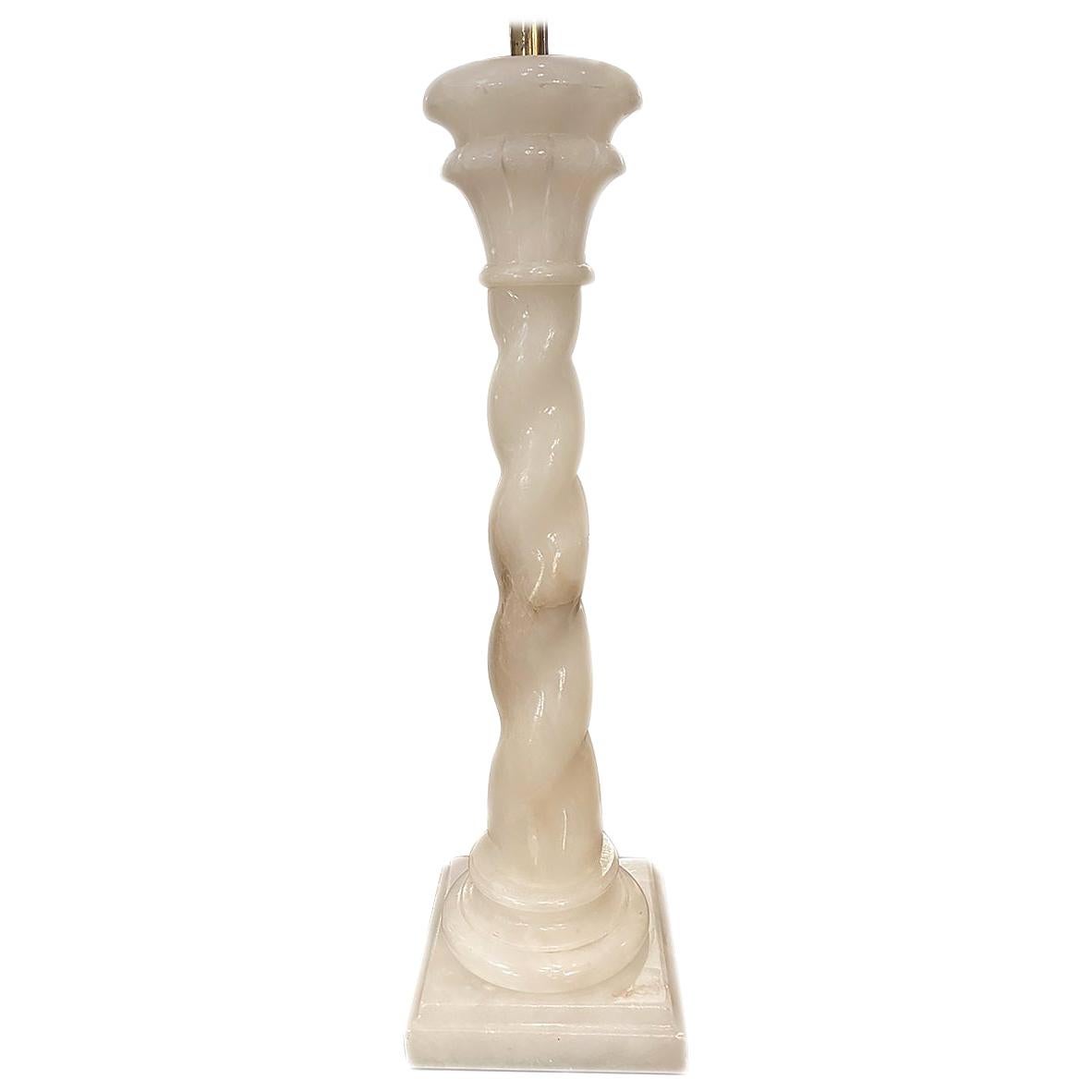 Twisted Column Alabaster Lamp For Sale