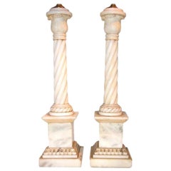 Twisted Column Alabaster Lamps