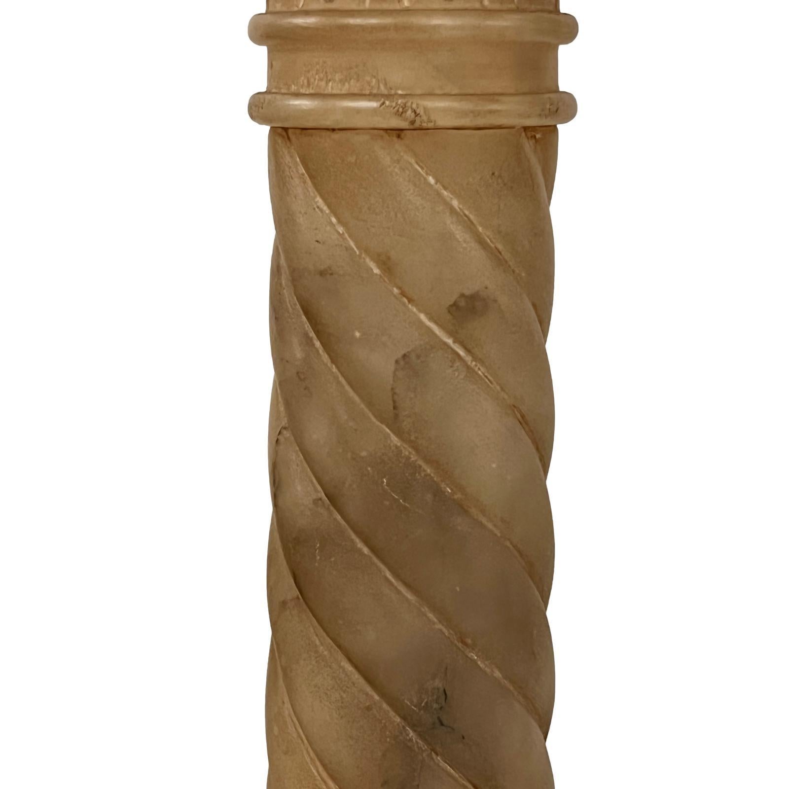 Twisted Column Alabaster Table Lamps In Good Condition For Sale In New York, NY