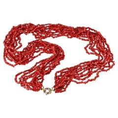Twisted' coral necklace with Gold clasp.