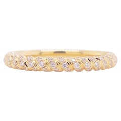 Twisted Diamond Band, 14 Karat Gold, Wedding Band, Twisted Ring, Stackable